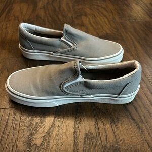 Vans Classic Slip-On Asher Gray Grey Canvas Sneakers Unisex Women 7.5, Men 6